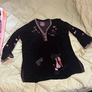 JOHNNY WAS Amazing Velvet Tunic XL -Perfect for the Holidays! (rare piece!)